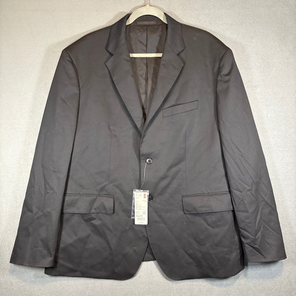 UniQlo Mens Premium Wool‎ Stretch Black Jacket 56 Reg Fit NWT MSRP $95
